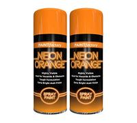 Classic Signature - 2 x Orange Neon Spray Paint 400ml Fluorescent Bright Aerosol Extra Bright Graffiti (Banksey) Paint Assorted Colour