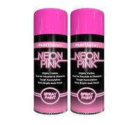 Classic Signature - 2 x Pink Neon Spray Paint 400ml Fluorescent Bright Aerosol Extra Bright Graffiti (Banksey) Paint Assorted Colour
