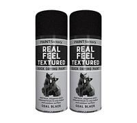 Classic Signature - 2 x Real Feel Textured Black Spray Paint 400ml Quick Drying, Decorative Effect Aerosol Can for Wood Metal