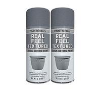 Classic Signature - 2 x Real Feel Textured Grey Spray Paint 400ml Quick Drying, Decorative Effect Aerosol Can for Wood Metal