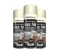 Classic Signature 3 x Flexible Fabric Ivory 200ml /1x Pair of Disposable Gloves, Spray Paint Leather Vinyl Textile Clothes Fast Drying by Swiss Signature