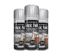 Classic Signature - 3 x Flexible Fabric Silver 200ml Spray Paint Leather Vinyl Textile Clothes Fast Drying