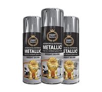 Classic Signature - 3 x Metallic Bright Silver Spray Paint 400ml Multi-Purpose Use, Spray for Metal and Wooden Furniture, Ornaments, Decorative Items and Much More for Interior & Exterior