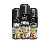 Classic Signature - 3 x Metallic Brilliant Black Spray Paint 200ml - Multi-Purpose Use, Spray for Metal and Wooden Furniture, Ornaments, Decorative Items and Much More for Interior & Exterior