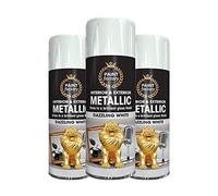 Classic Signature - 3 x Metallic White Spray Paint 400ml Multi-Purpose Use, Spray for Metal and Wooden Furniture, Ornaments, Decorative Items and Much More for Interior & Exterior