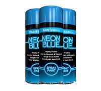 Classic Signature - 3 x Neon Blue 200ML, Spray Paint Aerosol Fluorescent Bright Graffiti (Banksey) Matt Finish