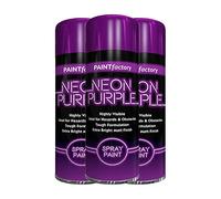 Classic Signature - 3 x Neon Purple 200ML, Spray Paint Aerosol Fluorescent Bright Graffiti (Banksey) Matt Finish