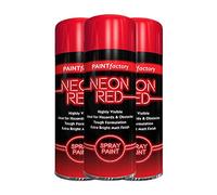 Classic Signature - 3 x Neon Red 200ML, Spray Paint Aerosol Fluorescent Bright Graffiti (Banksey) Matt Finish