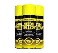 Classic Signature - 3 x Neon Yellow Spray Paint 400ML Aerosol Spray Paint Fluorescent Bright Graffiti (Banksey) Matt Finish (4 x Pack, Yellow)