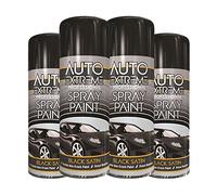 Classic Signature - 4 x Auto Extreme Black Satin Spray Paint 400ml Professional Quality, Perfect Finish for Cars, Bikes,Vans, Metal, Wood