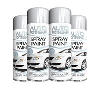Classic Signature - 4 x Auto Extreme White Gloss Spray Paint 250ml Professional Quality, Perfect Finish for Cars, Bikes,Vans, Metal, Wood