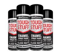 Classic Signature - 4 x Enamel Black Matt Spray Paint 400ml Tough Stuff Hard Wearing Smooth Aerosol for Metal Wood and Plastic
