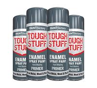 Classic Signature - 4 x Enamel Grey Primer Spray Paint 400ml Tough Stuff Hard Wearing Smooth Aerosol for Metal Wood and Plastic