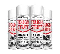 Classic Signature - 4 x Enamel White Gloss Spray Paint 400ml Tough Stuff Hard Wearing Smooth Aerosol for Metal Wood and Plastic