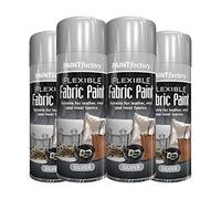Classic Signature - 4 x Flexible Fabric Silver 200ml Spray Paint Leather Vinyl Textile Clothes Fast Drying