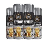 Classic Signature - 4 x Metallic Bright Silver Spray Paint 400ml Multi-Purpose Use, Spray for Metal and Wooden Furniture, Ornaments, Decorative Items and Much More for Interior & Exterior