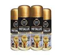 Classic Signature - 4 x Metallic Shimmering Gold Spray Paint 200ml - Multi-Purpose Use, Spray for Metal and Wooden Furniture, Ornaments, Decorative Items and Much More for Interior & Exterior