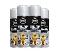 Classic Signature - 4 x Metallic Silver Spray Paint 200ml - Multi-Purpose Use, Spray for Metal and Wooden Furniture, Ornaments, Decorative Items and Much More for Interior & Exterior