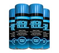 Classic Signature - 4 x Neon Blue 200ML, Spray Paint Aerosol Fluorescent Bright Graffiti (Banksey) Matt Finish