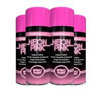 Classic Signature - 4 x Pink Neon Spray Paint 400ml Fluorescent Bright Aerosol Extra Bright Graffiti (Banksey) Paint Assorted Colour