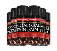 Classic Signature: - 6 x Coal High Temperature Spray Paint 400ml, Stove Up To 600°C, Engine Exhaust Adhesion, Heat Resistant Wood Burners, BBQ Grill