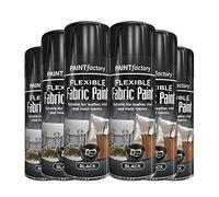 Classic Signature - 6 x Flexible Fabric Black 200ml Spray Paint Leather Vinyl Textile Clothes Fast Drying