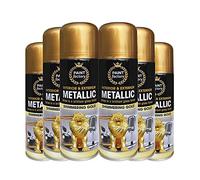 Classic Signature - 6 x Metallic Shimmering Gold Spray Paint 200ml - Multi-Purpose Use, Spray for Metal and Wooden Furniture, Ornaments, Decorative Items and Much More for Interior & Exterior