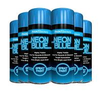 Classic Signature - 6 x Neon Blue 200ML, Spray Paint Aerosol Fluorescent Bright Graffiti (Banksey) Matt Finish