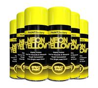Classic Signature - 6 x Neon Yellow 200ML, Spray Paint Aerosol Fluorescent Bright Graffiti (Banksey) Matt Finish