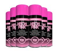 Classic Signature - 6 x Pink Neon Spray Paint 400ml Fluorescent Bright Aerosol Extra Bright Graffiti (Banksey) Paint Assorted Colour