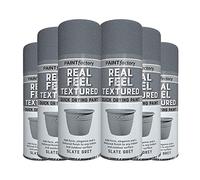 Classic Signature - 6 x Real Feel Textured Grey Spray Paint 400ml Quick Drying, Decorative Effect Aerosol Can for Wood Metal