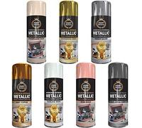 Classic Signature - 7 Can Mix Color Metallic spray paint 400ml Multipurpose Aerosol, Gold Silver Copper White Grey Quick and Fast Drying and Excellent Coverage for Metal, Wood, Plastic - D15