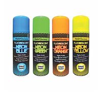 Classic Signature - Neon Pack of 4 Mix Colours Green, Blue, Yellow, Orange 200ML, Spray Paint Aerosol Fluorescent Bright Graffiti (Banksey) Matt Finish
