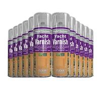 Classic Signature - Varnish All Purpose Aerosol 250ml - Professional Finish Spray, Wood Colour Paint, Long Lasting Protection (Pack 12, Yacht Varnish)