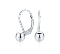 Classic Simple Basic Dangling Lever back Round Bead Ball Drop Earrings For Women .925 Sterling Silver 6MM