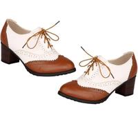 Classic Single Shoes Reliable Performance, Ergonomic Design, Versatile Application Women Chunky Heels Stylish Lacing Design for Office Wear Deep Mouth Footwear Brown