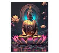 Classic Sitting Lotus Buddha Canvas Posters and Prints Wall Art Picture Buddhist Religion Wall Painting for Room Decoration 50x70cm No frame