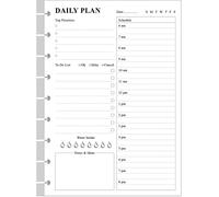 Classic Size Discbound Daily Planner Refill Paper, 9-Disc Discbound Pre-punched Happy Planners Insert, 100Sheets/200Pages To Do List Planner Refill, 100gsm White Paper, 7" x 9.25"