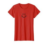 Classic Smile Face Icon Retro Minimalist T-Shirt, Women, Red, XX-Large
