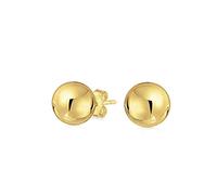 Classic Smooth Basic Round Genuine Real Yellow Gold Ball Stud Earrings For Women Men 6 MM Bead