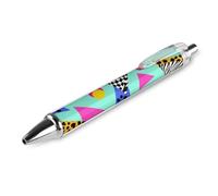 Classic Smooth Writing Pen Premium Retractable Ballpoint Pen With Quick Dry Ink Geometric Checkered Zebra Tiger Leopard Print Mint Green Retro 80s 90s
