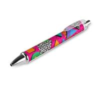 Classic Smooth Writing Pen Premium Retractable Ballpoint Pen With Quick Dry Ink Geometric Checkered Zebra Tiger Leopard Print Hot Pink Vintage Retro 80s 90s