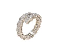Classic Snake Rings for Women Cubic Zirconia and Rhinestone Statement Ring Adjustable Open Circle Snake Bone Ring Silver Finish Snake Bone Ring Accessories