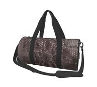 Classic Snake Skin Large Round Travel Duffle Bag, Full-Print Canvas Weekender with Padded Lining, Multiple Pockets,Detachable Shoulder Strap and Soft Leather Handles