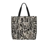 Classic Snake Skin Print Eco-Friendly Lightweight Tote Crossbody Fashionable Handbag Reusable Travel Work