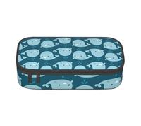Classic Snake Skin Print Storage Bag for Business Office, Pencil Case, Pencil Bag Cosmetic Bags, Cartoon Whales Background, One Size, Cartoon Whales Background, One Size