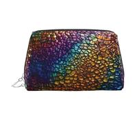 Classic Snake Skin Printed Zippered Toiletry Bag, Wide Open Storage Case for Personal Care Items and Cosmetics