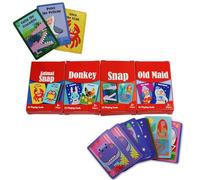 Classic Snap Card Game Decks, Cute Design Styles, Go Fish, Old Maid, Animal Snap and Happy Families, Matching Pairs Game, Great Memory Boosting Activity and Ideal Screen Free Fun (4 Family Card Games)