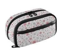Classic Snowflake White Big-Capacity Pencil Bag, See-Through Front Panel
