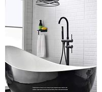 Classic Solid Bright Chrome Brass Bathtub Faucet Hot and Cold Water Mixer Tap with Hand Shower 2-Function Switch Floor Mounted,